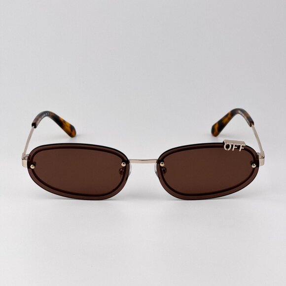 Off-White MIAMI Women Sunglasses Gold Oval Frame Brown Lenses | Model OERI13M main image 10